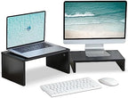 TEAMIX 2-Pack Monitor & Laptop Stand Riser,Wood High-Low Dual Monitor Setup by TEAMIX