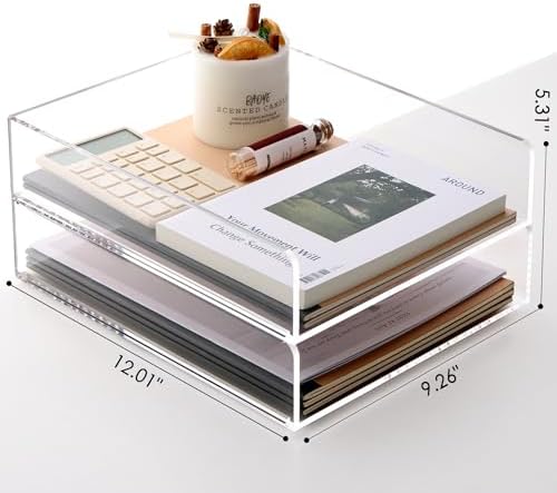 SANRUI Stackable Acrylic Desk Organizer, Paper Tray Organizer, 2-Pack - Image 2