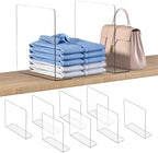 OKPOW Shelf Dividers Closet Organizer - 12" Tall X 11.8" Deep Acrylic Clear Sturdy Separate for Clothes Purse - Adjustable Space Saver Easy Install for Home Organization Enthusiasts 8 Pack by OKPOW