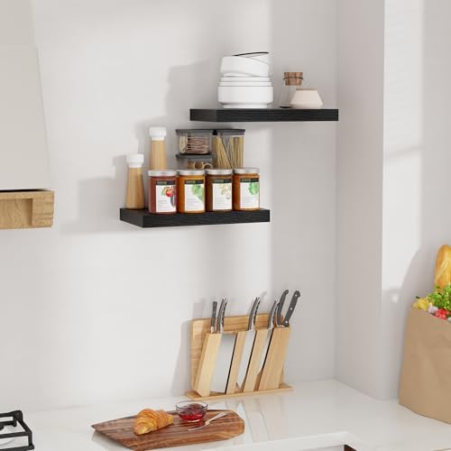 16 inch Floating Shelves for Wall, 9.3in Deep Black Shelves - Image 2