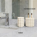 Better Trends 2-Piece Bathroom Accessory Set – Toothbrush Holder & Bubble Textured Tumbler Cup, Unbreakable Plastic Vanity Organizer for Modern Bathroom Countertop Décor Ivory Nova Collection - Image 5