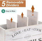 2 PC Wooden Utensil Holder,（With 4-Compartments size*1 + 3-Compartments size*1） Extra Large Kitchen Counter,Cooking Spatula Organizer,Farmhouse Decor, Rustic Cooking Utensil - Image 4