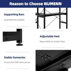 NUMENN 5-Tier Corner Bookshelf, 27" L*23" W*66''H L-Shaped Bookcase, Black - Image 5