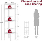 Tajsoon Small Corner Shelf Stand 3 Tier 39.5" with Metal Frame, White - Image 2