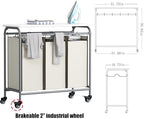 3 Bags Laundry Basket Sorter, Beige 135L Laundry Hamper, Ironing Board - Image 5