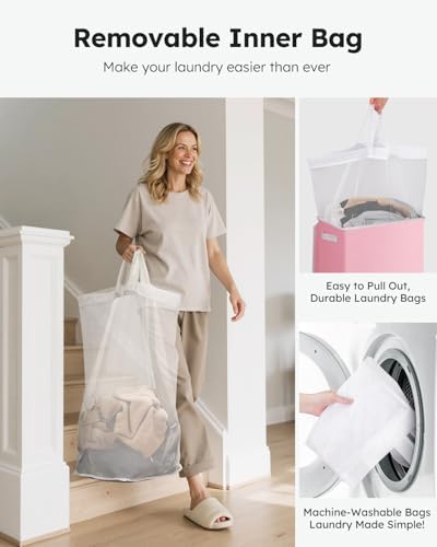 SOLEDI 100L Laundry Hamper with Lid, Large Collapsible Laundry Basket - Image 5
