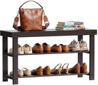 SMIBUY Sturdy Bamboo Shoe Rack Bench, 3-Tier Shoe Organizer, Storage Shelf for Entryway Hallway Bathroom Living Room (Dark Brown) by SMIBUY