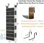 Over The Door Hanging Organizer 5-Shelves and 10 Side Pockets, Over The Door Storage for Bathroom and Bedroom, Back of Door Organizers for Baby Accessories and Kid's Toys (13"x5"x44", Black) - Image 3