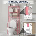 GloTika 3-Tier Over Toilet Storage, Anti-Wobble, Pink - Image 5