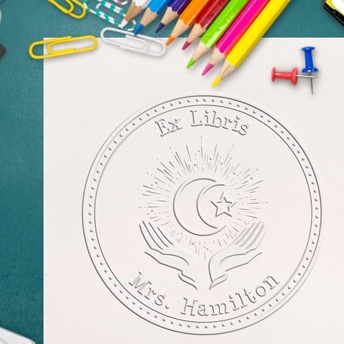 Custom Made Desk Praying Star and Crescent Name & Library Embossing Seal for Muslim Business Owners - Personalized Book Embossing Stamp - Customized Library Embosser for Professional and Personal Use - Image 6