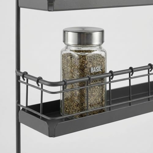 Spectrum 3 Tier Hanging Spice Rack for Wall Black Steel Kitchen Spice Organizer, Wall Mounted Metal Three Tier Metal Spice Organizer Rack for Kitchen Cabinet Pantry Organization - Image 3