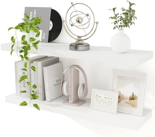 Floating Shelves for Wall, 36 inch White Wall Shelves Set of 2 by Feihorrm
