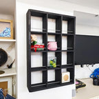 12 Grid coffee mug display shelf, 17x25" Wooden cup shelf for wall, Black - Image 6