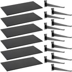 Barydat 6 Pack Wooden Gridwall Shelf with Metal Bracket 24 × 12 Inch Gridwall Shelves Heavy Duty Grid Wall Shelving Grid Wall Panel Display Organizer Accessories for Home Garage Workbench Retail Store by home