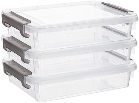 Citylife 3PC Storage Bins with Lids, Stackable Plastic Box, Paper Storage by CITYLIFEHomeOrganization