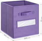 11 Inch Storage Cube,Storage bin,cube storage (Set of 10) Foldable Fabric Cube Storage Bins with 10 Labels Window Cards & a Pen,Baskets Containers for Shelves,Closet Organizers Box,Purple - Image 3
