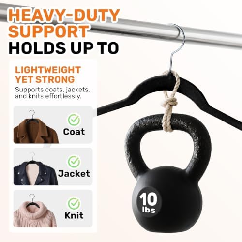 Sishynio Velvet Shirt Hangers 30 Pack, Slim Felt Hangers Black - Image 7