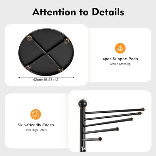 Scarf Organizer 30 Tiers, 67" Height Spiral Scarf Holder, Metal Hijab Organizer for Multiple Scarves Purse Hat, Floor-Standing Belt Pants Hanger for Store Boutique Home (Black) - Image 5