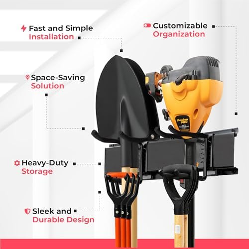 TIDYME Garage Wall Organizer, Shovel Holder Wall Mount, 64" Double Hooks - Image 5