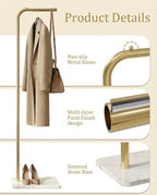 Coat Rack, L-Shaped Freestanding Metal Clothes Stand with Sintered Stone Base, Stable & Sturdy Storage for Coats, Hats, Bags, and Scarves, Ideal for Entryway, Office, and Bedroom, 15.7" x 9.8" x 67" - Image 4