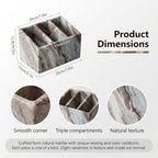 Luxury Natural Marble Pen and Makeup Holder, 3 Compartment Desk Organizer - Image 6