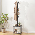 Hall Tree with Bench and Shoe Storage, Coat Rack Freestanding Coat Rack Shoe Bench, Corner Coat Hanger Stand Standing Hat Rack, Tree Stand Purse Rack Tree Black Coat Racks with Shelf by HamsterHouse