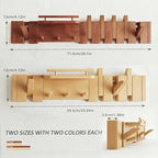 Mid Century Modern Wood Coat Rack Wall Mount with Shelf, 9 Hooks, Walnut - Image 5