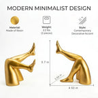 Minimalist Leg Sculpture Bookends for Shelves, Decorative Gold Book Ends, Modern Aesthetic Bookshelf Decor, Resin Book Stoppers for Home Office/Library Decoration - Image 4