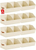 Homsorout Closet Organizers and Storage Bins - 8 Pack Collapsible Divided Trapezoidal Cube Storage Bins Baskets with Orange Handle for Organizing Clothes Blankets, Toys, Books, Towels(Beige) by Homsorout