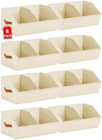 Homsorout Closet Organizers and Storage Bins - 8 Pack Collapsible Divided Trapezoidal Cube Storage Bins Baskets with Orange Handle for Organizing Clothes Blankets, Toys, Books, Towels(Beige) by Homsorout