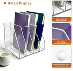Clear Acrylic Magazine File Holder, 4 Compartment Desk Organizer - Image 3