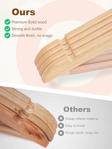 HOUSE DAY Bulk Wooden Hangers 2000 Pack （100 Cases, 20 Pack/Case, Natural - Image 6
