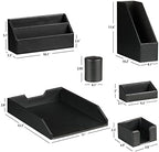Ayunga PU Leather 6-piece Office Supplies Combination Set,Pencil Cup,Business Card Holder,Sticky Note Dispenser,Mail Sorter,Letter Tray,Files Holder,Suitable for Self-use and Friend Gifts(Black) - Image 2