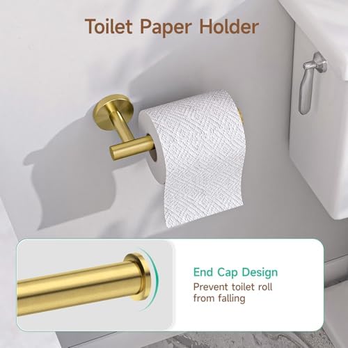 USHOWER 4PCS Brushed Gold Bathroom Accessories Set, 24-Inch Towel Bar Set - Image 6