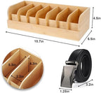 GTI Belt Organizer,2pcs 7 Compartments Belt Organizer for Closet and Drawer, Bamboo Display Case for Tie and Belt, Belt Storage Organizer for Men Women (Wooden) - Image 3