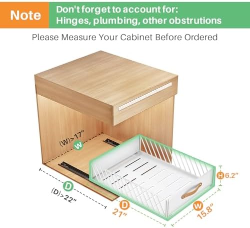 Pull out Cabinet Organizer,Heavy Duty Slide out Pantry Shelves Drawer Storage with Adhesive Nano Film,Sliding Mesh Cabinet Basket with Handle for Kitchen, Bathroom, Home, 15.8"W X 21"D X 6.2"H,White - Image 2