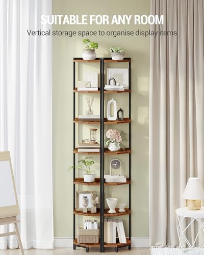 Hzuaneri Corner Shelf Stand 7-Tier Corner Bookshelf Storage Standing Shelf - Image 3