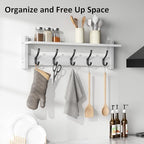 Optish Coat Rack Wall Mount with Shelf, 24 Inch Coat Hanger Walls Mounted, Hat Rack for Walls, Shelf with 5 Coat Hooks, Wall Hanger for Entryway (White) - Image 6