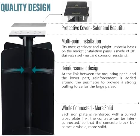 In-ground Umbrella Base for Offset Cantilever Umbrellas, Stainless Steels Outdoor Umbrella Base, Upright Outdoor Umbrella Holder - Image 3
