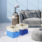 6 Pack 11x11 Inch Blue Cube Storage Bins Fabric Square Cube Baskets Handle - Image 5