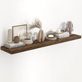 Fun Memories 55 Inch Long Floating Shelves for Wall, 55x9.3 Large Floating Shelf for Bedroom, Kitchen, Bathroom, Wall Mounted Rustic Wood Shelves with Invisible Bracket for Books, Decor, Rustic Brown by FunMemories