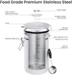 Veken Coffee Canister,39OZ, 2.2lbs,Large Airtight Stainless Steel Container - Image 4