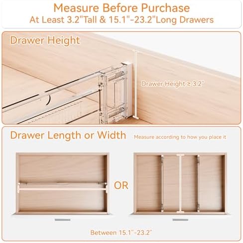 Yieach 12Pack 3.2 Inch Shallow Acrylic Drawer Dividers for Clothes -Expandable from 15-21''- Adjustable Drawer Dividers for Baby Clothing,Sock,Underwear,Clear in Drawer Separators for Dresser,Kitchen - Image 5