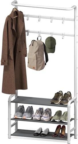 Simple Houseware Coat Rack with Shelf, Standing Hall Tree with Hooks, White by SimpleHouseware