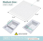 Ohuhu Over Sink Dish Drying Rack, 17.6" W x 15.4" L Roll Up Dish Racks Kitchen Sink Organizer Silicone Wrapped Large in Sink Dish Drying Rack Foldable Rolling Drain Mats Anti-Slip - Image 2
