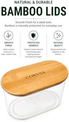 Airtight Food Storage Containers 4 piece Set, BPA-Free Kitchen Canisters with Bamboo Lids & Silicone Seal, Stackable Kitchen Organization. - Image 4