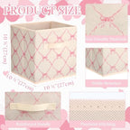 Geelin 6 Pcs Beige Bow Cube Storage Bins 11 in Storage Basket with Handle - Image 2