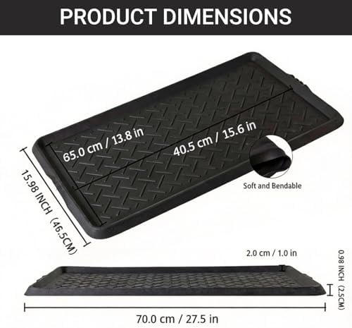Rubber Shoe Mat Heavy Duty Foldable Boot Mat Tray with Lip Waterproof Non Slip Boot Trays for Entryway Indoor Outdoor 27.5x15.9 inch - Image 2