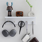Wall Mounted Coat Rack with Shelf & Key Hooks, 5 Brass Hooks Entryway Organizer, Modern Floating Shelf for Bedroom Hallway, Space-Saving Home Storage Rack (1, White) - Image 7