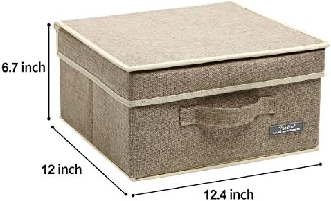 YueYue Fabric Storage Bins with Lids Small 4 Pack, Linen Foldable Storage Box with lids 4 Color Set 12.4in/12in/6.7in - Image 4
